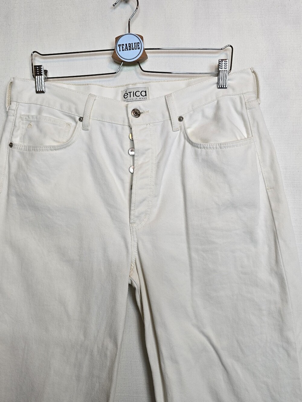 ÉTICA Stanton Relaxed Wide Leg Jeans 31 Natural White Organic Cotton Tall - Picture 7 of 15